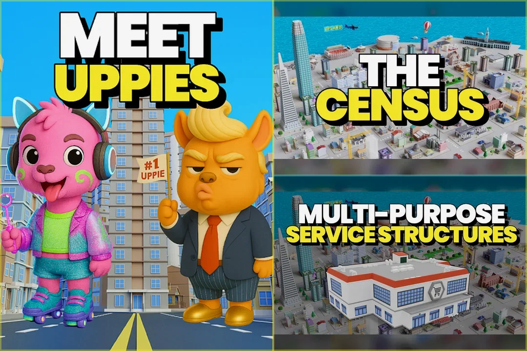 Uppies, Census, and Service Structures archive collage